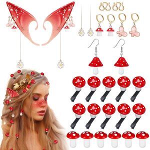 2557 18 Pcs Renaissance Mushroom Hair Accessoriess Set Clip